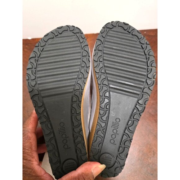 NWT Papillio By Birkenstock Women's Gray Leather Studded Wedge Slide Sandals Siz - Picture 7 of 10